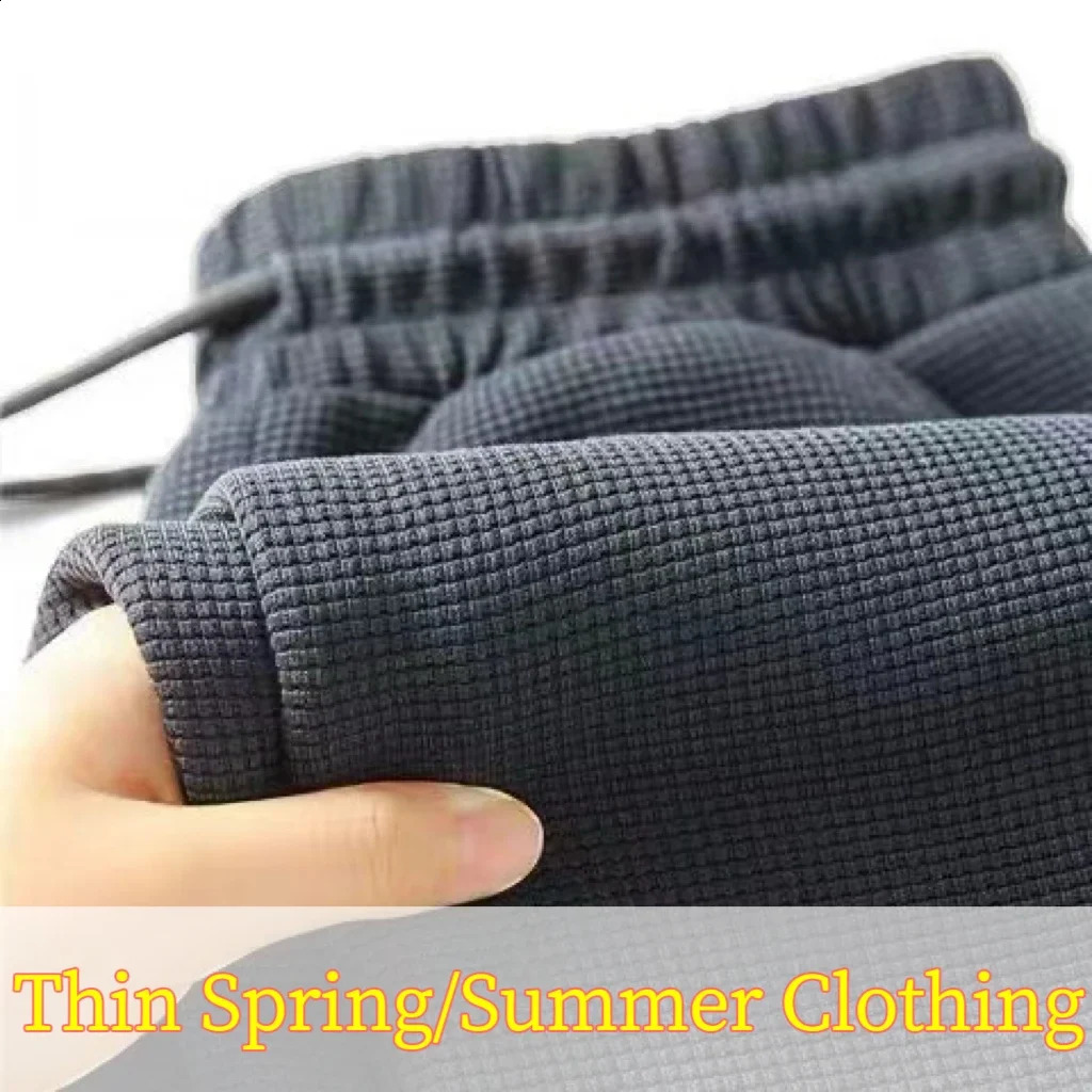 Spring summer autumn and winter mens casual pants waffle loose fit oversized versatile straight leg sports pants mens pants 240822
