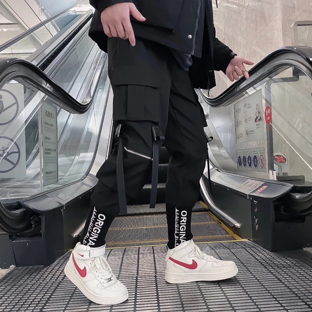 Cargo Pants for Men Casual Hip Hop Pant Loose Large Size Streetwear Sweatpants Straight Leg Pants Hit Color Pocket Men Clothing 240822