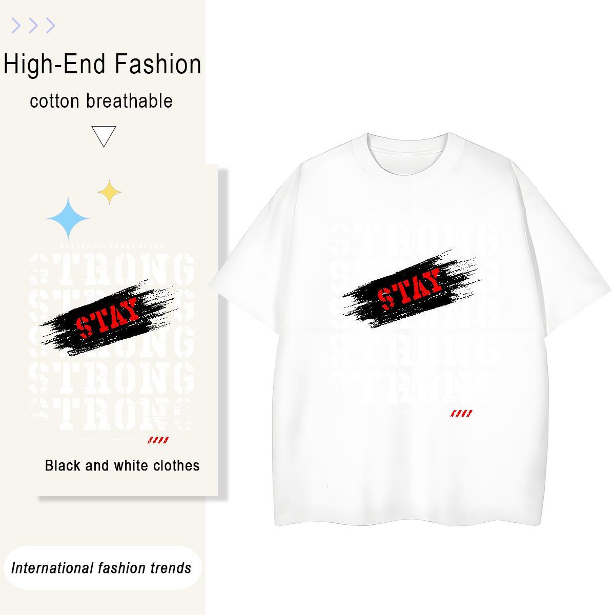 Brand Men Tops Tees High Street Hip Hop 230g 100% Cotton Cartoon Printing L-4XL Breathable Short Sleeve run Men T Shirts 2024 New Polos