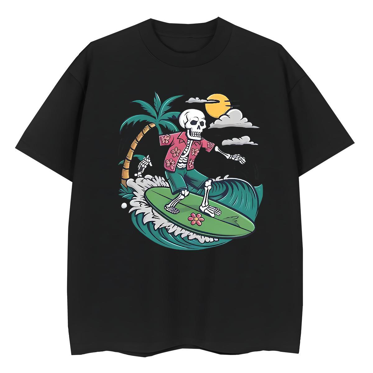 Stylist Woman T Shirts 230g Cotton O-Neck Short Sleeve Outdoor skull Women Tees Soft DIY Anime Printed Clothes Shirt
