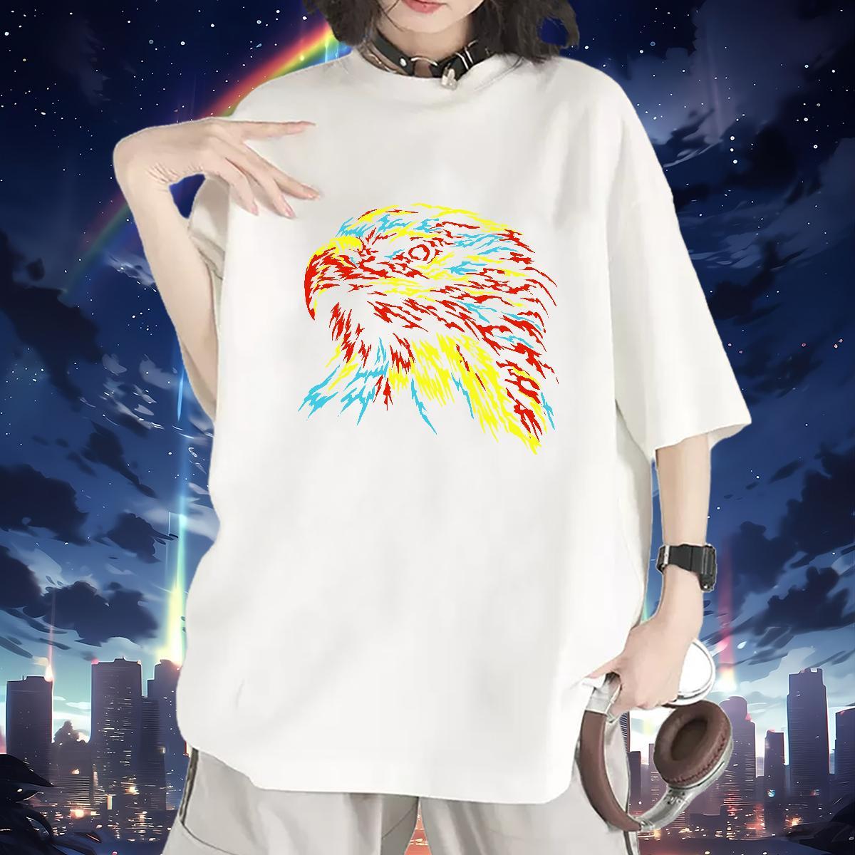 2024 Woman T Shirts Breathable Soft 230g Cotton Tshirt for Man Woman DIY Logo eagle Street Unisex Top Tees