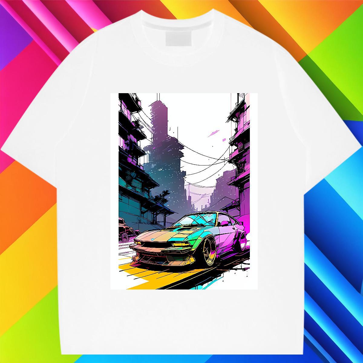 Loose Fit Tshirt for Man Woman Anime Printing Street 100% Cotton 230g DIY Breathable Crew Neck car T Shirts Men Stylist Tees