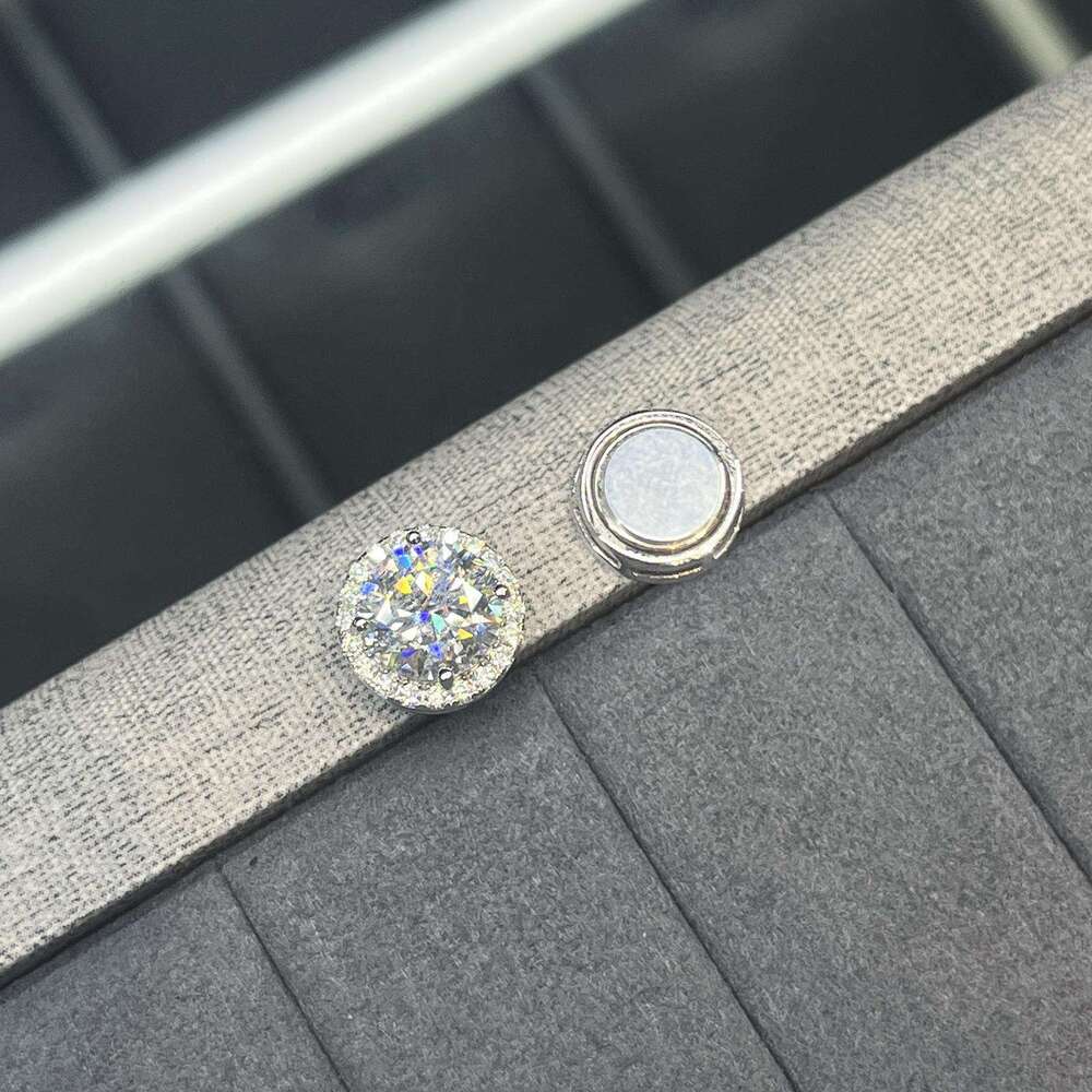 New Fashion Pass Diamond Tester 5mm 6.5mm 8mm Moissanite Stud Earrings Sterg Sier Magnetic Halo Earings Jewelry For Men