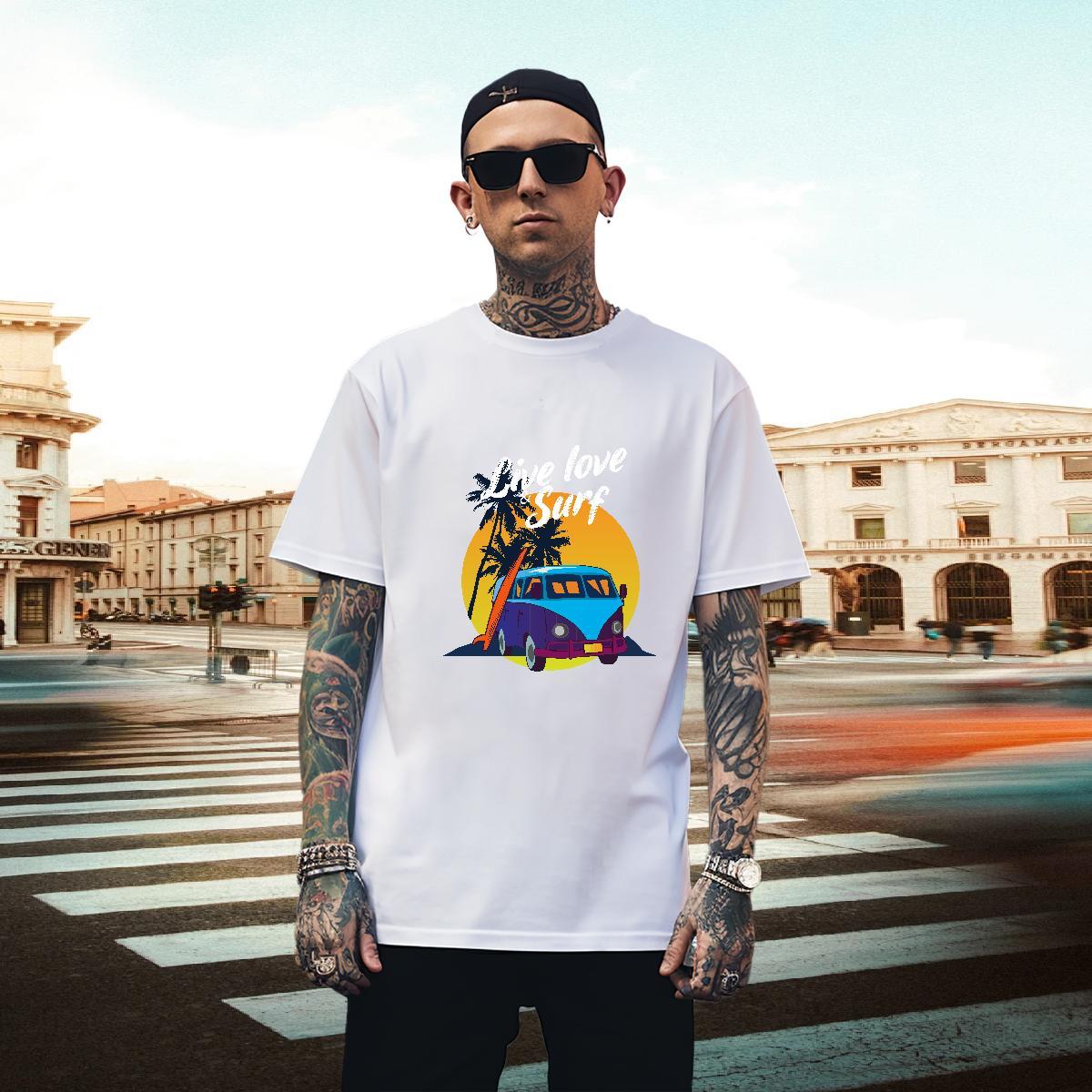 Designer Men Tees Street wear Hip Hop 230g Pure Cotton Asian Size Breathable beach Mens T Shirts Classic Tees Shirts
