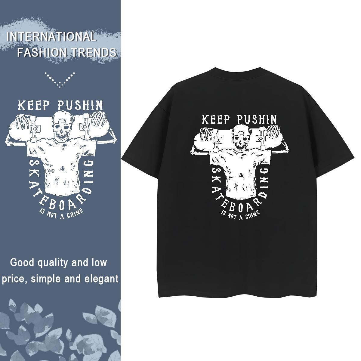 Classic Womens T Shirts 230g Cotton Breathable Short Sleeve High Street Hip Hop skull Womens Tshirts Designer Custom Print Oversized Top Shirts
