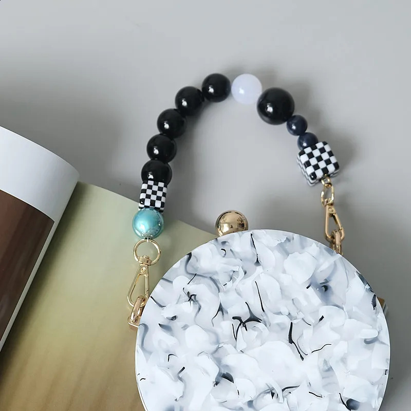 Woman Bag Accessory Black White Blue Acrylic Resin Beads Parts Handcrafted Wristband Women Replacement Bag Handle Chain 240821