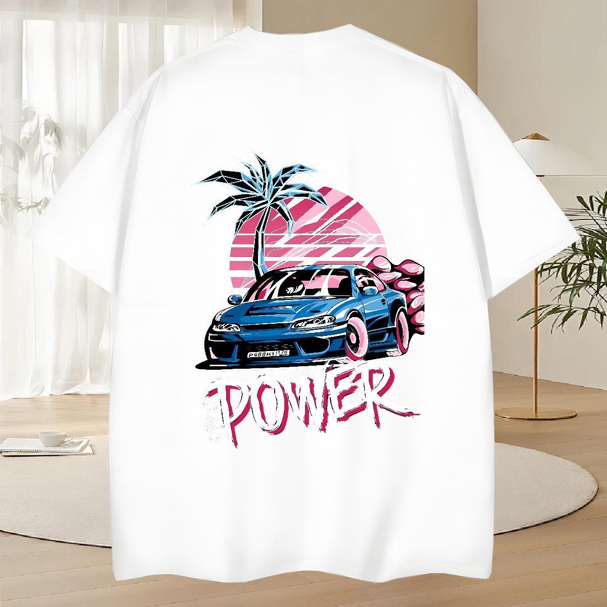 Cool Couples T Shirts Beach 230g Pure Cotton DIY Breathable Crew Neck car Man T Shirts Classic Tshirts