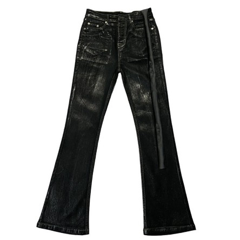 Designer Mens Jeans Black Flare Pants Men Clothing High Street Retro Baggy Harajuku Style Trend Streetwear Casual Trousers