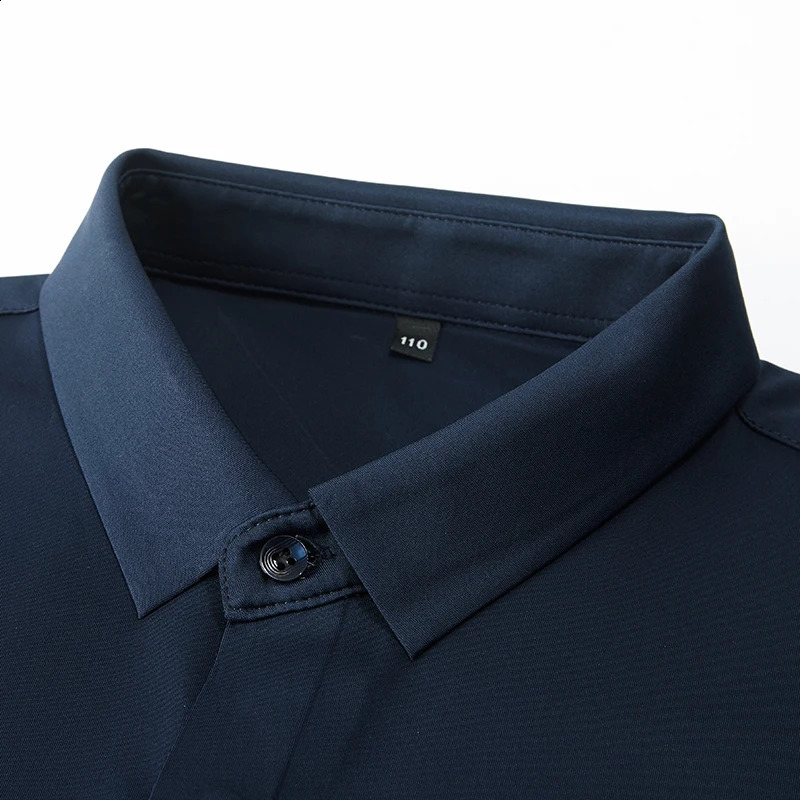 High-Quality Mens Long-Sleeve Shirt - Solid Color Business Casual X-Stretch Embroidered Four-Season Daily Commute Top 240822