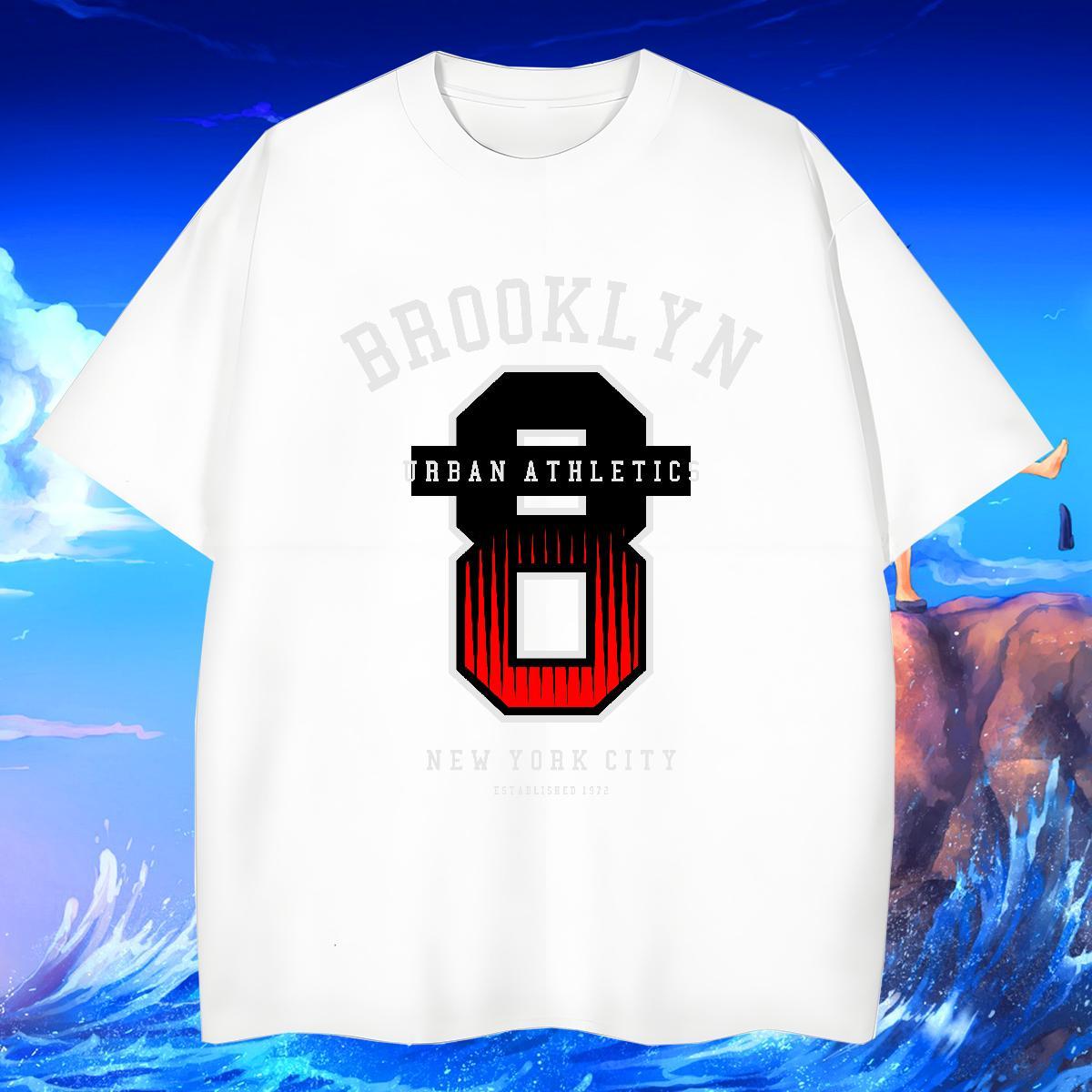 Loose Fit Couples T Shirts Beach 230g 100% Cotton Oversized Short Sleeve O-Neck number T-Shirts for Men DIY Customized Wear