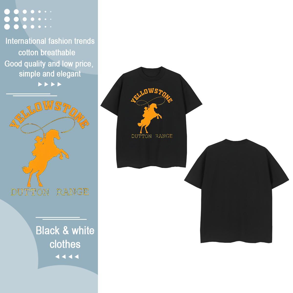 New T-Shirts for Women O Neck Short Sleeves 230g Pure Cotton Tshirt for Man Woman Plus Size Cartoon horse Hip Hop High quality Top Tees