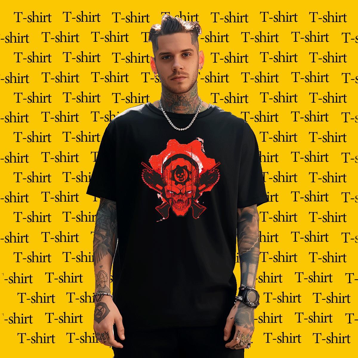 Designer Fashion gun Men Clothes T-Shirt 230g Cotton T shirt DIY Logo Oversized Street wear Hip Hop Breathable Soft Wholesale Top Tees