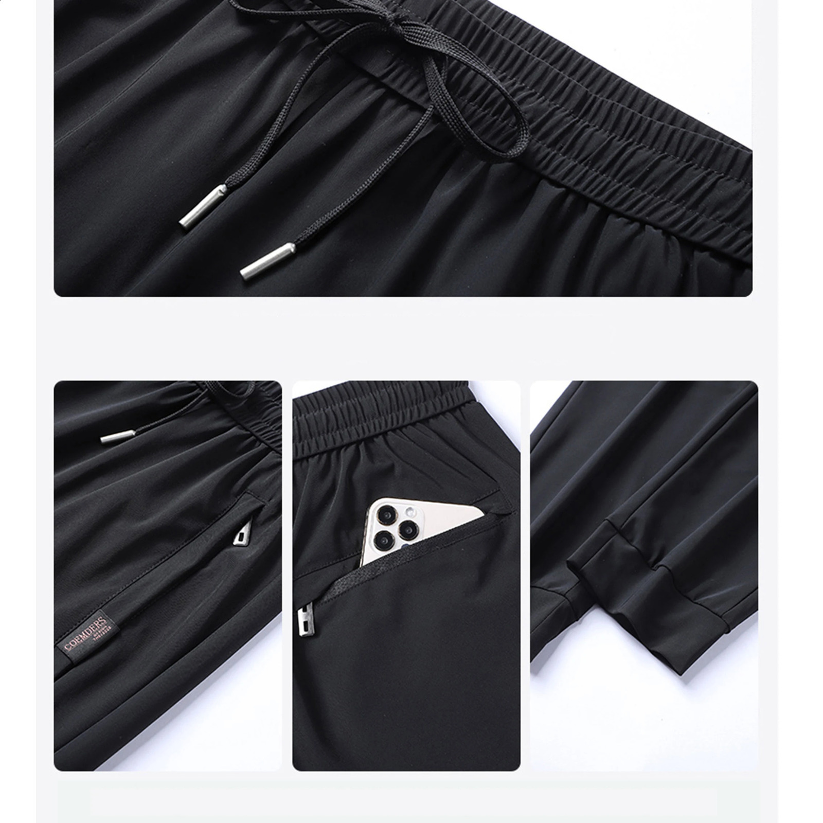 Mens Fashion Casual Ice Silk Sports Pants Outdoor Running Business Large Size Speed Dry Breathable Elastic Pants 240822