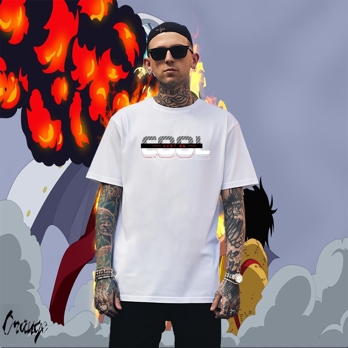 Loose Men Tshirts Beach 100% Cotton 230g Cartoon Printing L-4XL Breathable Soft fast T Shirt For Man Wholesale Clothes