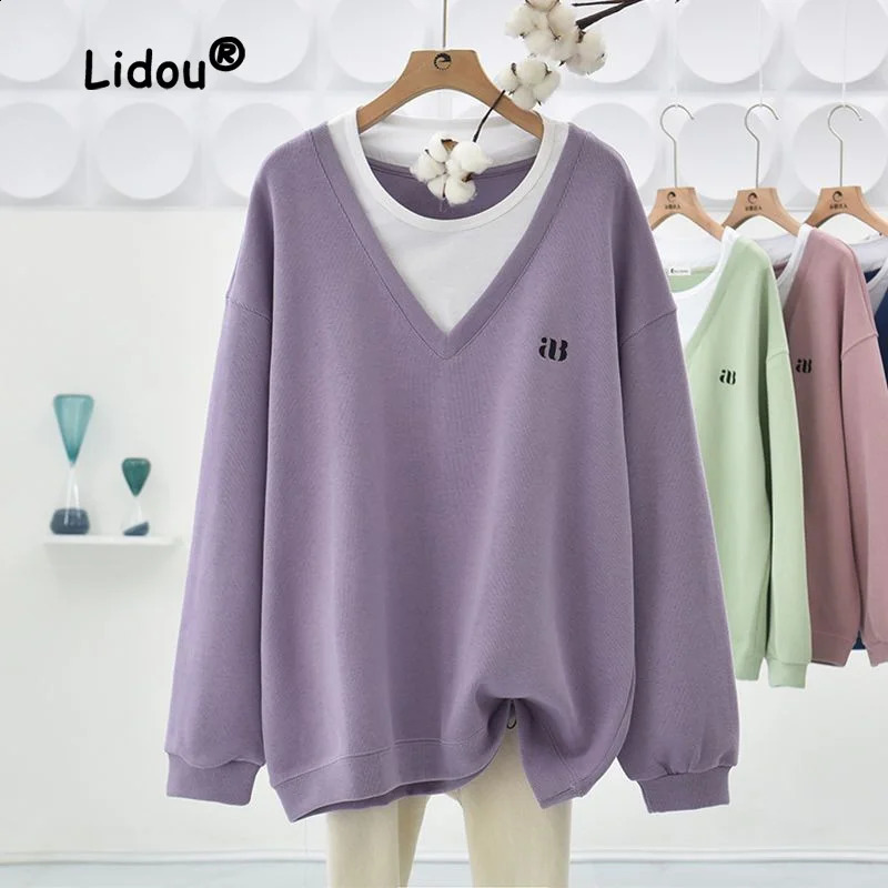 Fashion Autumn Winter Two Pieces Letter Sweatshirts Classic Long Sleeve Casual ONeck Loose Full Match Women 240821