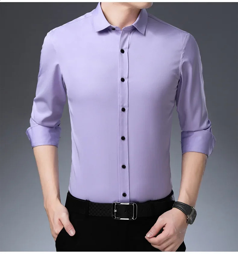 slim men;long sleeve shirt business shirt solid color men; Korean casual men;s high sense.collared shirtmens winter shirts 240822