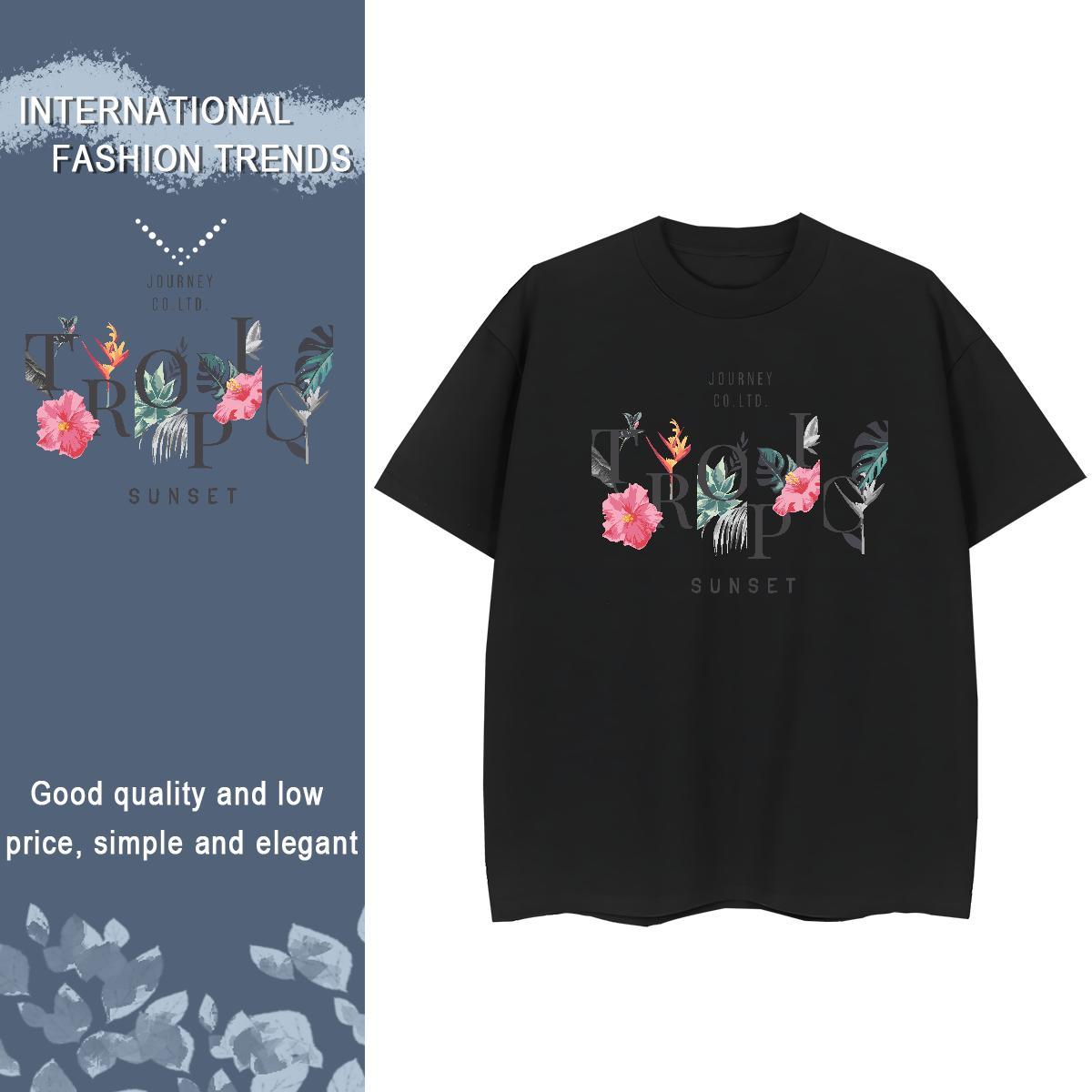 2024 Designer Womens T Shirts Short Sleeve O-Neck 230g Cotton Women Tees Black Oversized flower Daily Wear Nice Tee Shirt
