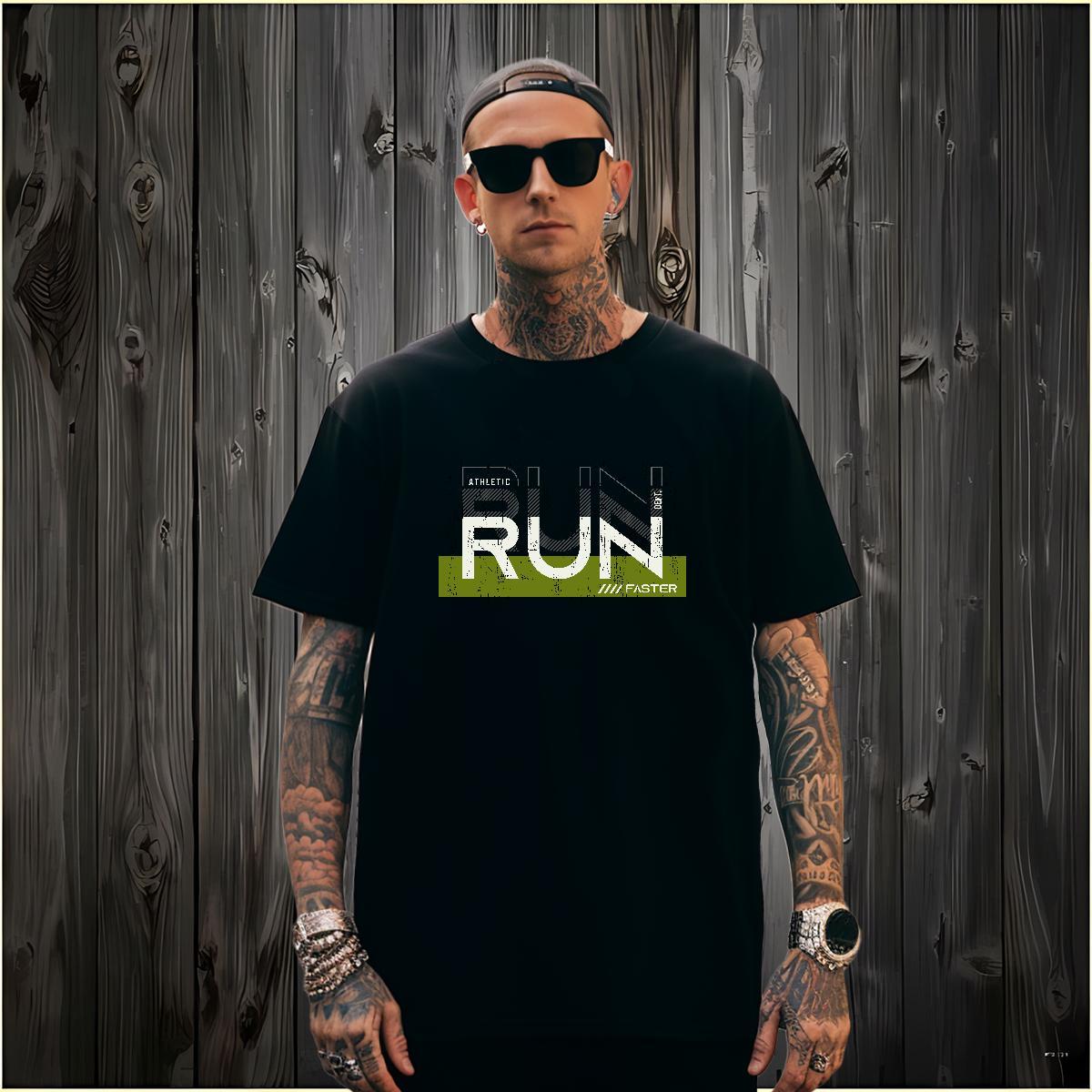 High Quality run Man T Shirts Casual Beach Men Clothes T-Shirt 100% Cotton 230g 2024 Designer Short Sleeve O-Neck Black Oversized Clothings