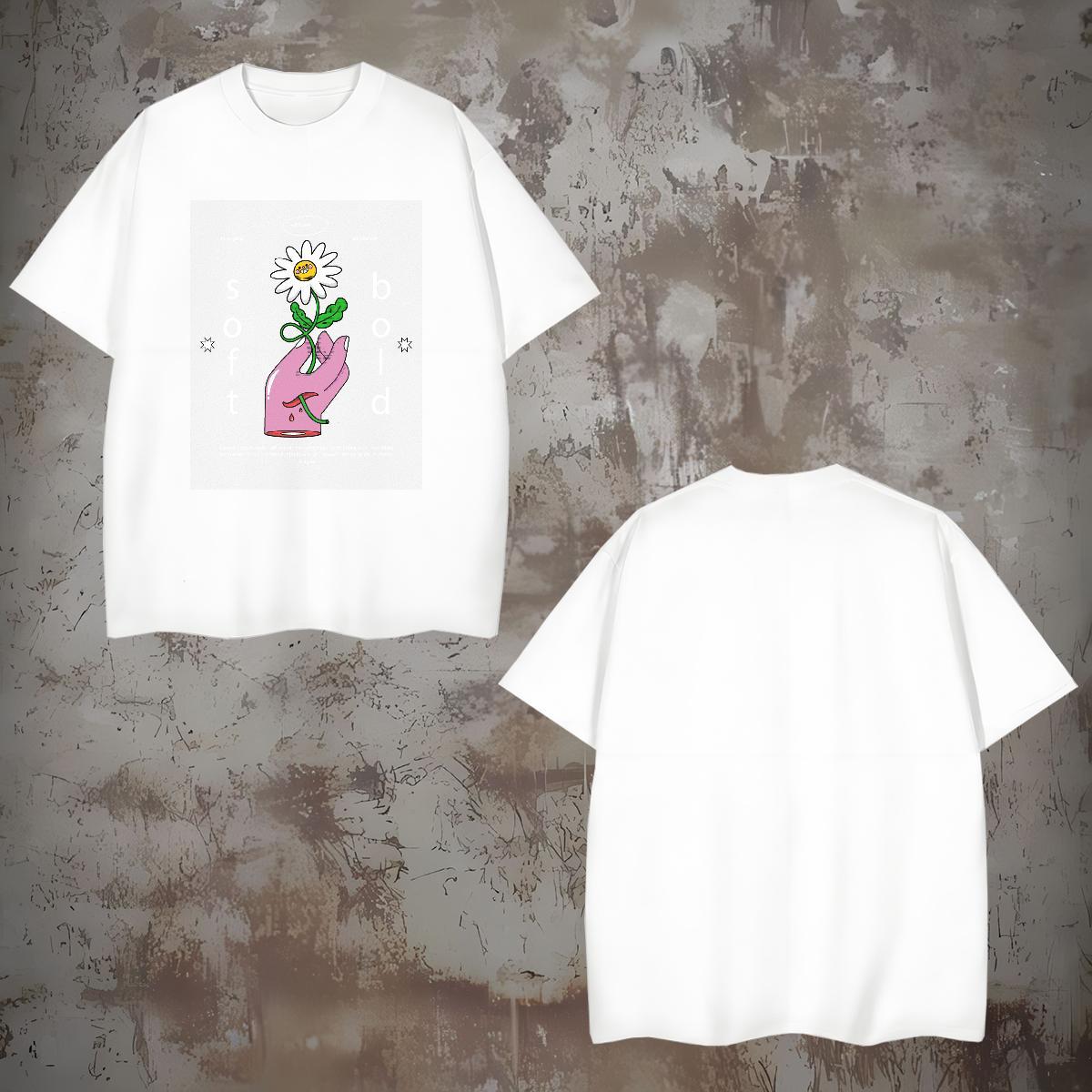 TOP Quality flower Man T Shirts Home Outdoor Men Tops Tees 230g Pure Cotton 2024 DIY O-Neck Short Sleeve Customized Tops Shirt