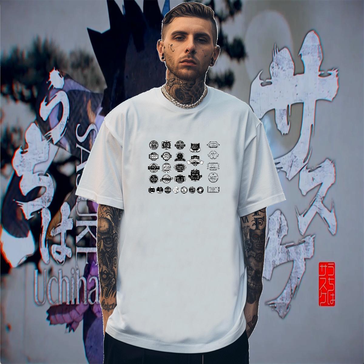 Cool Design Tshirts High Street Hip Hop 230g Pure Cotton Black Oversized Round Neck Short Sleeve letter Men T Shirts 2024 Tees