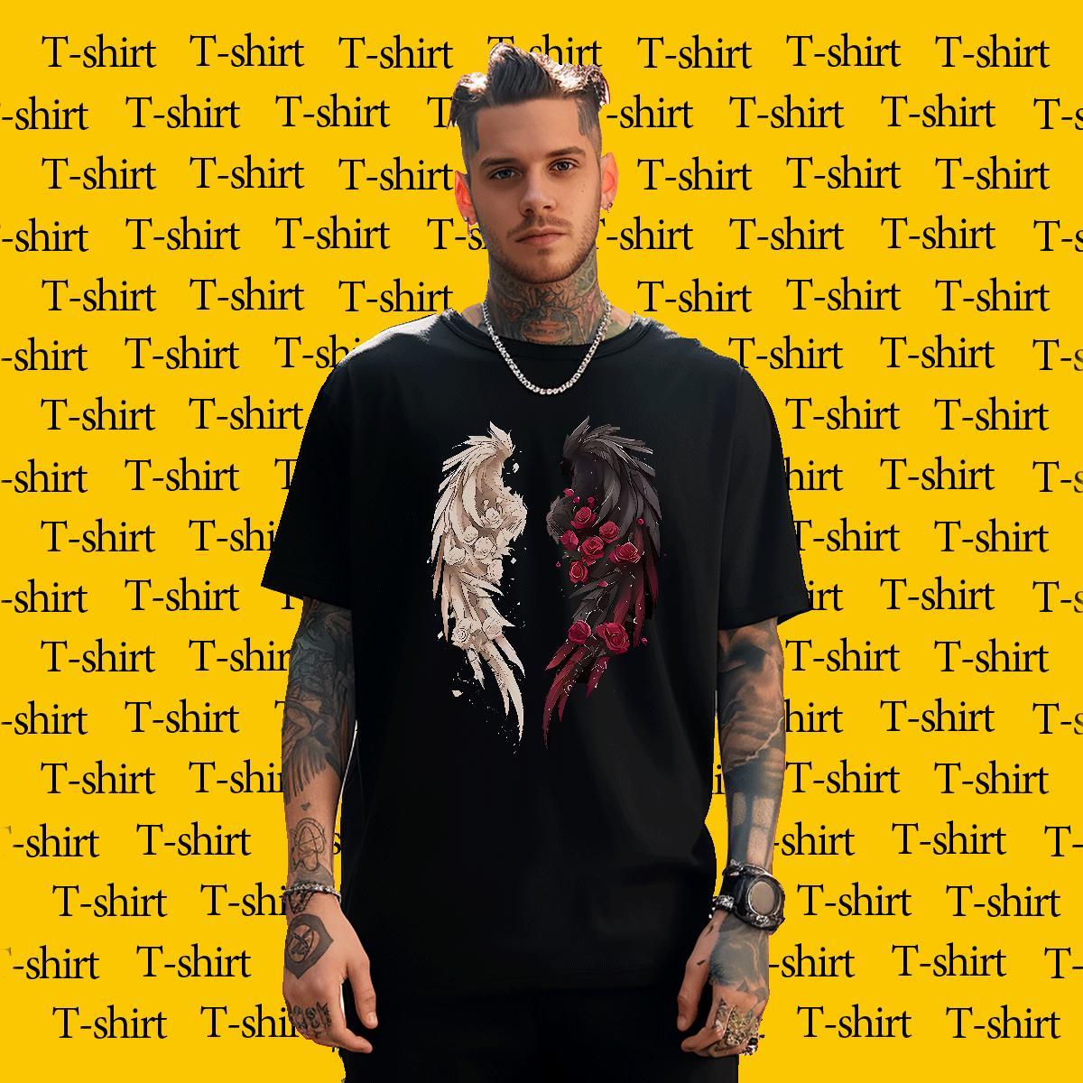 Classic Casual Men Tops Tees 230g 100% Cotton Anime Printing Street wing Breathable Soft Men T Shirts Popular Custom Print Plus Size Tee Shirt