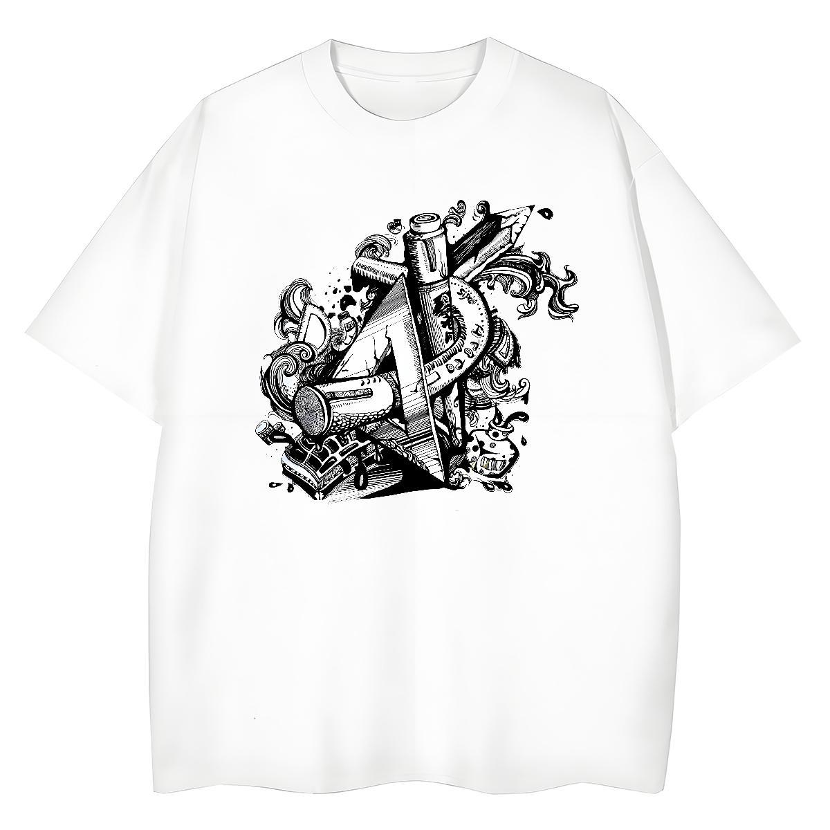 2024 Casual T Shirts Women 230g Cotton Short Sleeve O-Neck Hip Hop eye of the devil Woman Tshirt Unisex White Plus Size Tops Tees