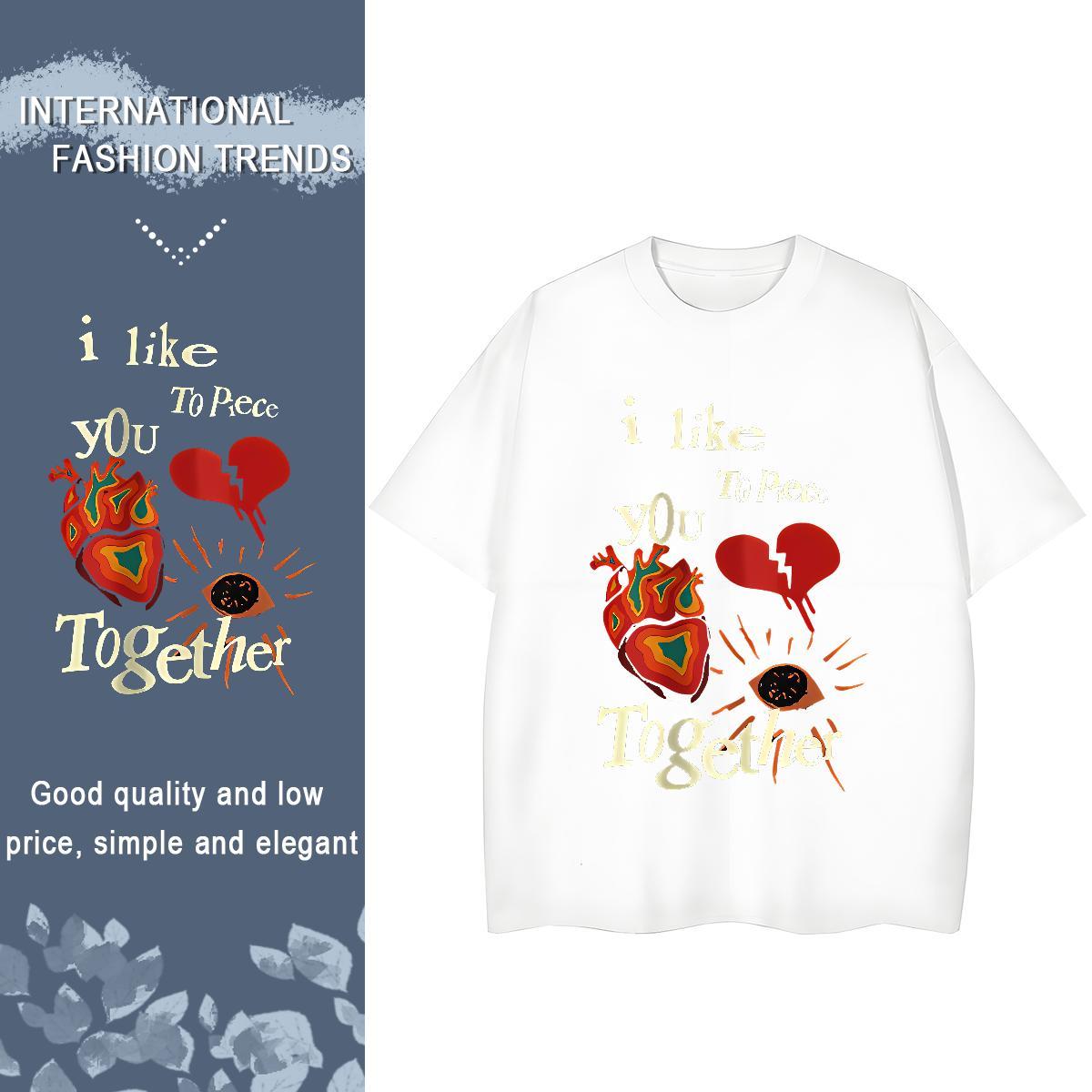 Comfortable Womens Tshirts 230g 100% Cotton letter Street Casual Womens T Shirts Round Neck Short Sleeve Cartoon Printing L-4XL Tees Shirts