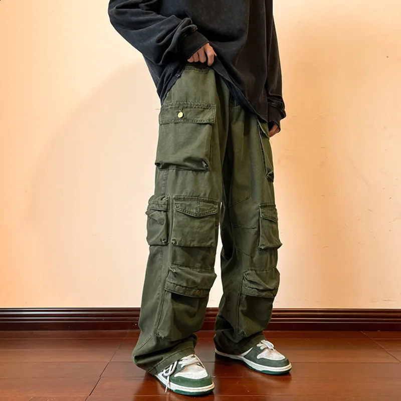 NOYMEI Y2k Mens Cargo Pants Multi Pocket Summer Streetwear Trousers Male Hiphop Overalls High Street Safari Style WA2046 240822