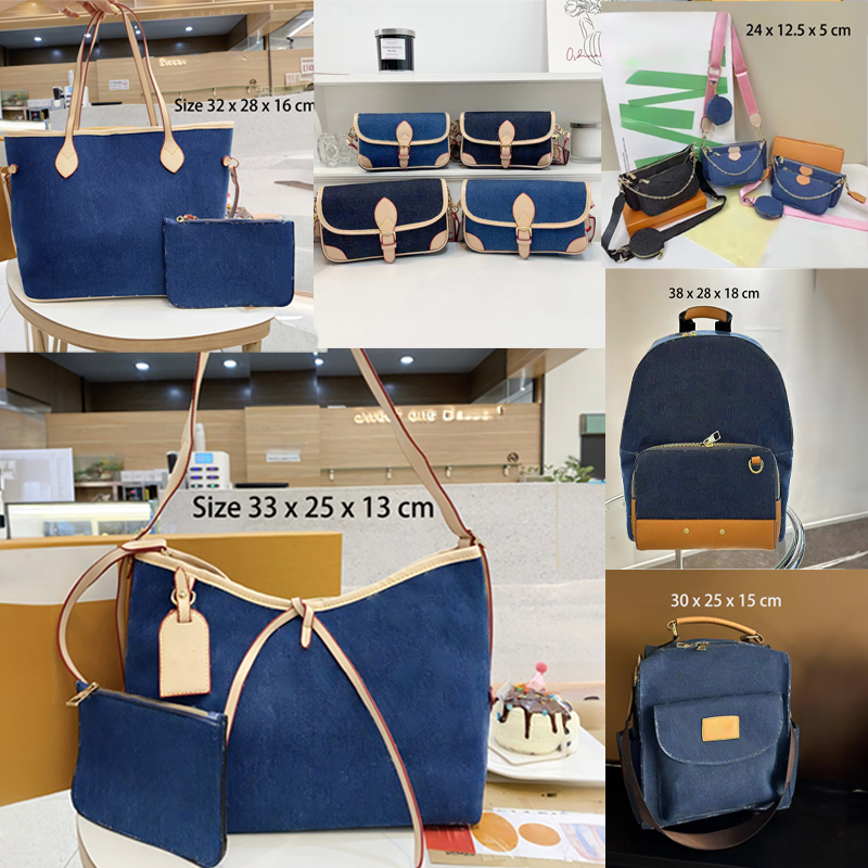 Designer Denim Blue Handbag Purse Pochette Shoulder bag - Crossbody Barrel Bags Stylish Accessory