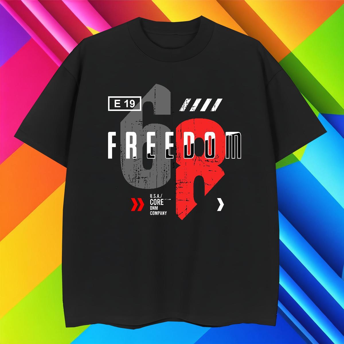 High Quality Men Tees Summer Casual 100% Cotton 230g Plus Size Custom Pure Cotton freedom T shirt Classic Casual Tshirts
