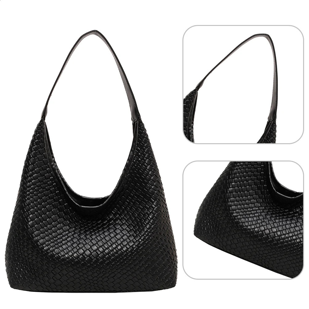 Womens Shoulder Bag Large Capacity Casual Bag with Pocket PU Womens Handbag Soft Backpack Stray Bag 240904
