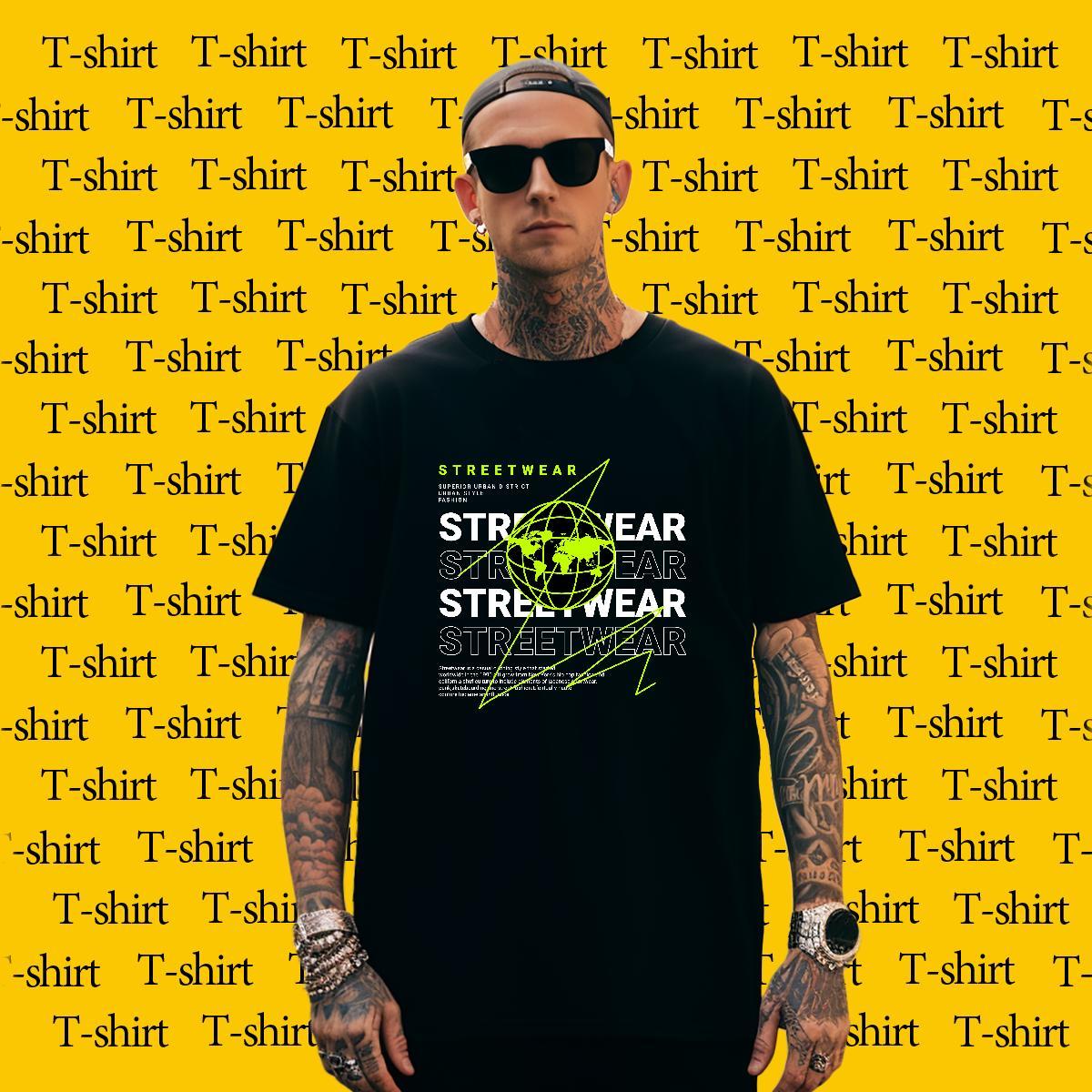 Soft Men Tshirts Street wear Hip Hop 230g Pure Cotton Oversized 4XL Breathable Short Sleeve earth T-Shirts DIY Tee Shirt