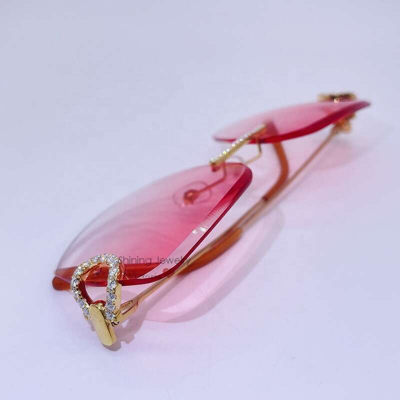 Hip Hop Rapper Jewelry 10K Real Gold VVS Dia Moissanite Sunglasses