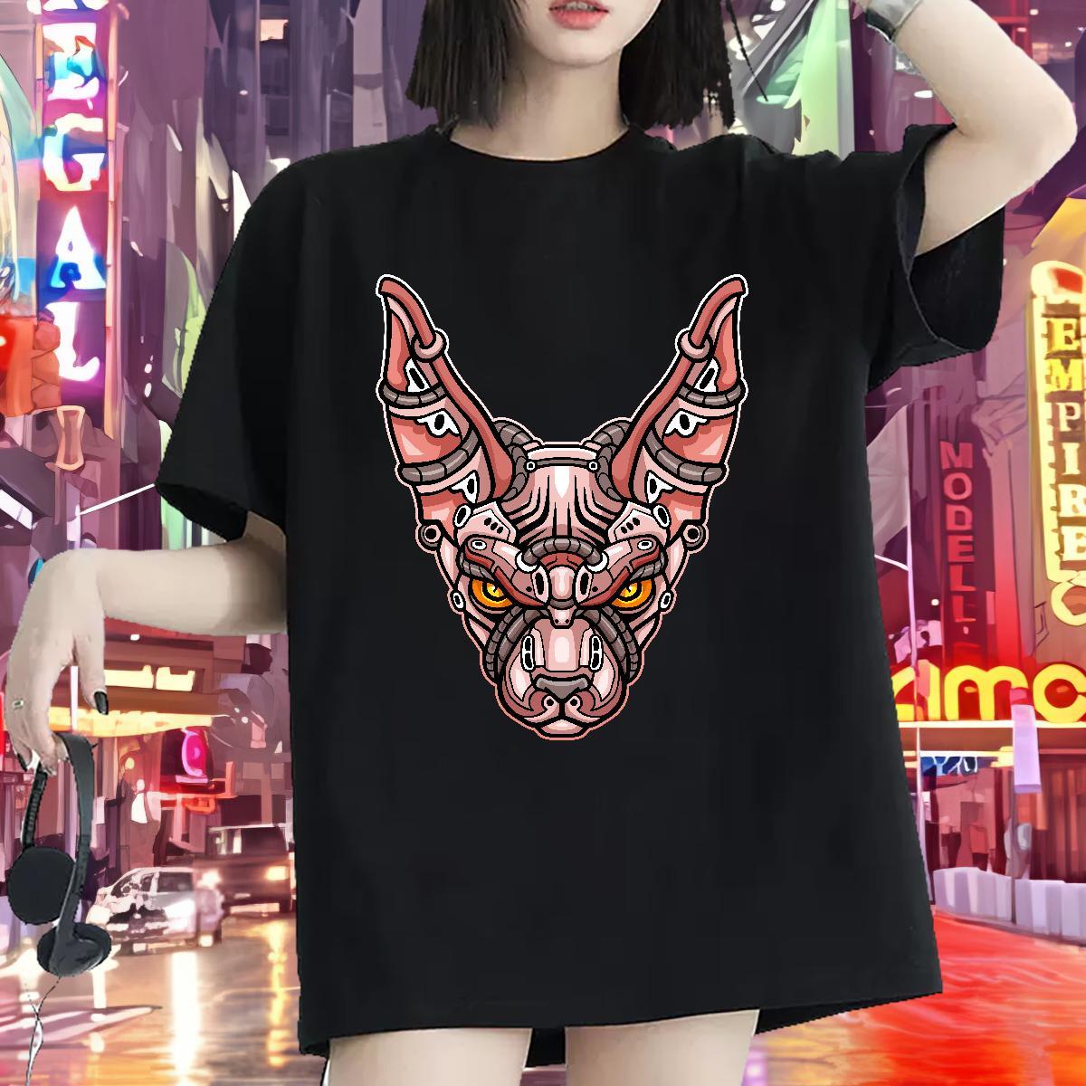 Designer T-Shirts for Women Breathable Crew Neck 230g 100% Cotton Unisex Tshirts Cartoon Printing L-4XL ET Hip Hop Loose Clothings