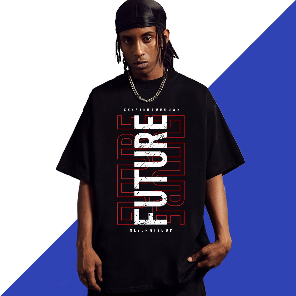Loose Fit Tshirts Hip Hop Street 230g Pure Cotton Cartoon Print Breathable Short Sleeve letter Men T Shirts Fashion Designer Tops