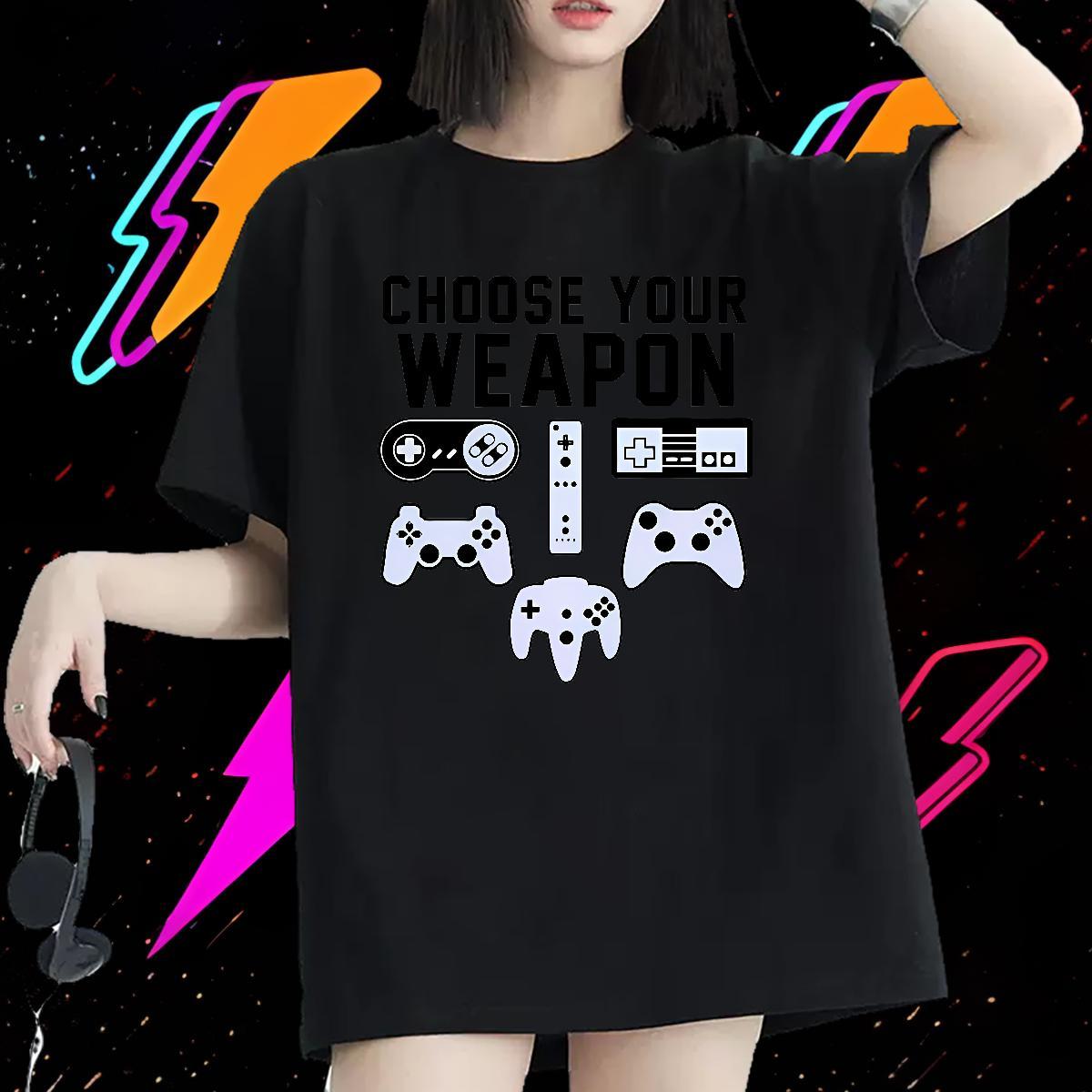 Soft Woman Tshirt 230g Pure Cotton amusement game Street Wear T-Shirts Breathable Short Sleeve Cartoon Print Top Shirts