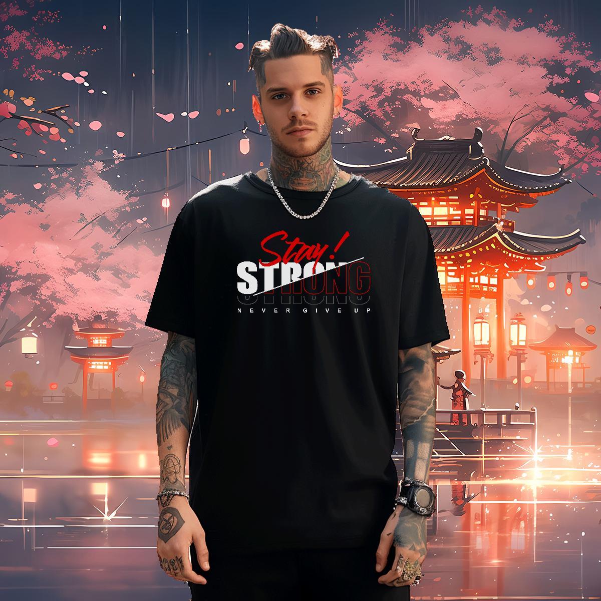Loose Fit stay strong T shirt High Street Hip Hop Tshirt for Man Woman 230g Pure Cotton Classic Casual Breathable Short Sleeve Customized Tshirts