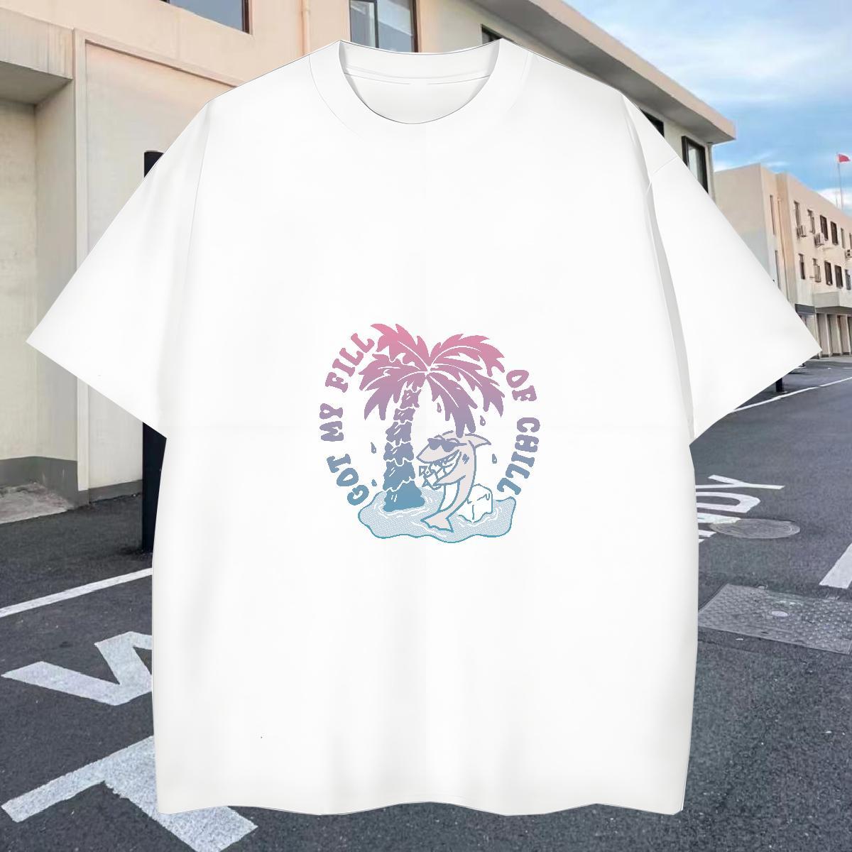 Loose Tshirt for Man Woman Hip Hop Street 230g Pure Cotton DIY Logo Oversized Breathable Crew Neck beach T-Shirts 2024 New Tops Shirt