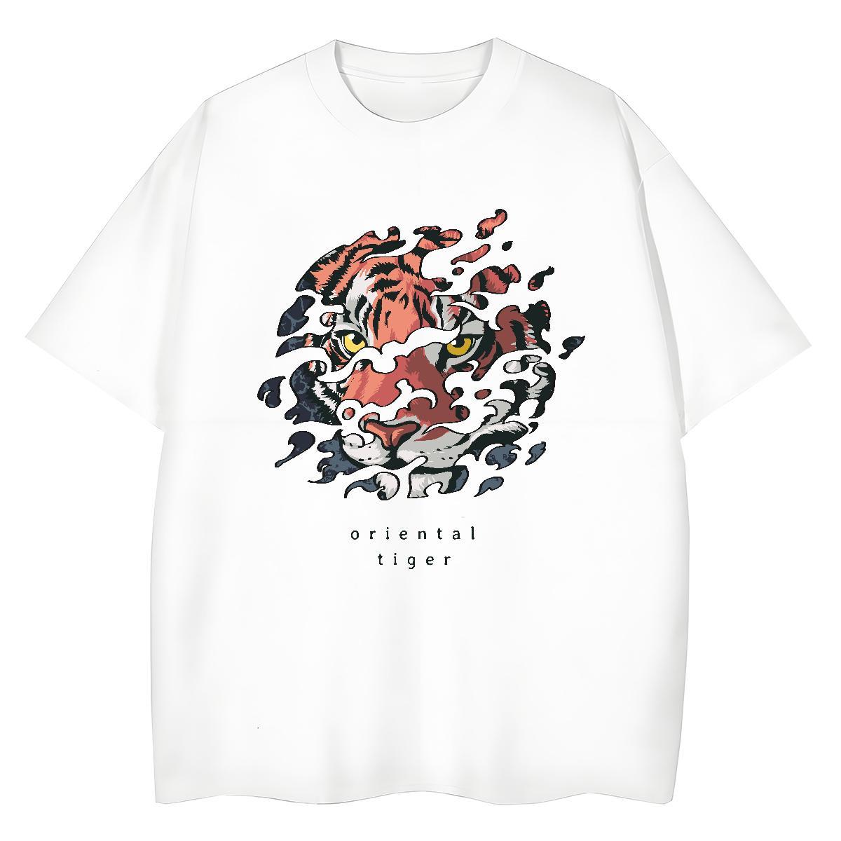 Stylist Womens T Shirts Breathable 100% Cotton 230g Lady T shirt Floral Print tiger Casual Beach Soft Wear