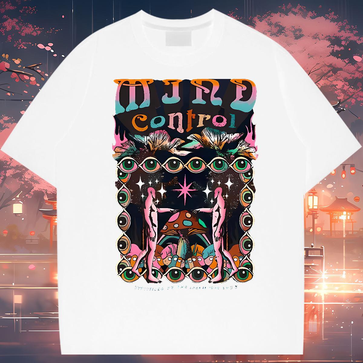 DIY Customized Casual Daily Wear Men Clothes T-Shirt eyes O-Neck Short Sleeve 230g 100% Cotton T Shirts Men Designer DIY Logo Oversized Tees