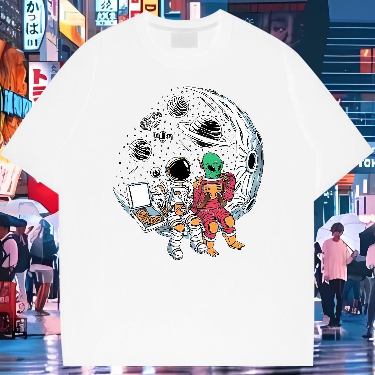 Custom spaceman Men Tshirts 230g Cotton Man T Shirts Customized Summer Casual Pure Cotton Popular Tops