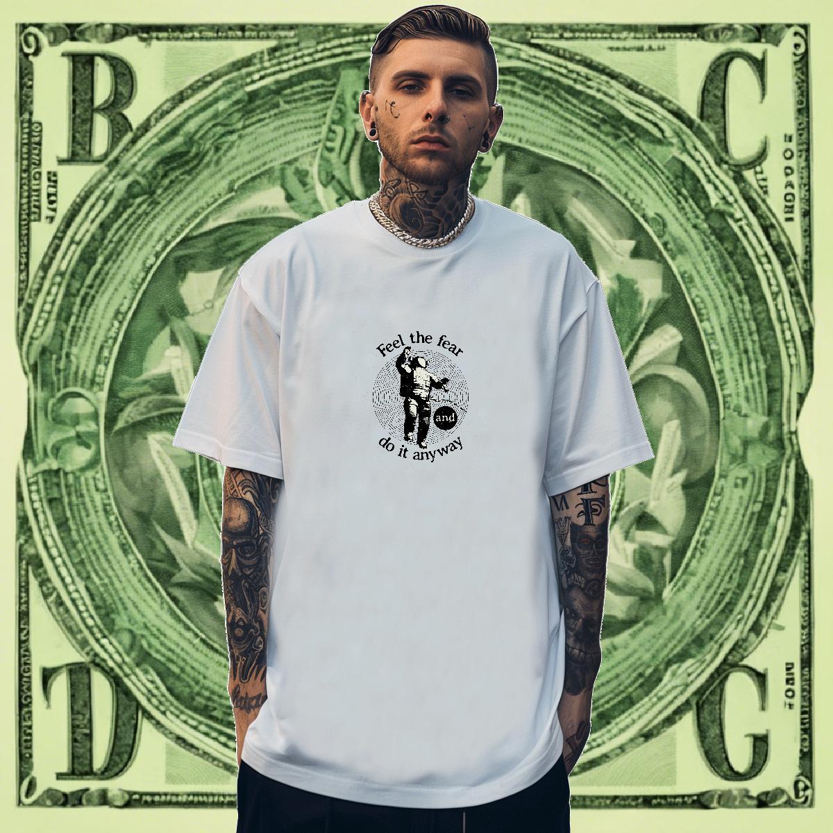 Popular Men Tops Tees Street Wear 230g Cotton DIY Breathable Crew Neck spaceman T-Shirts for Men Fashion New Tee Shirt