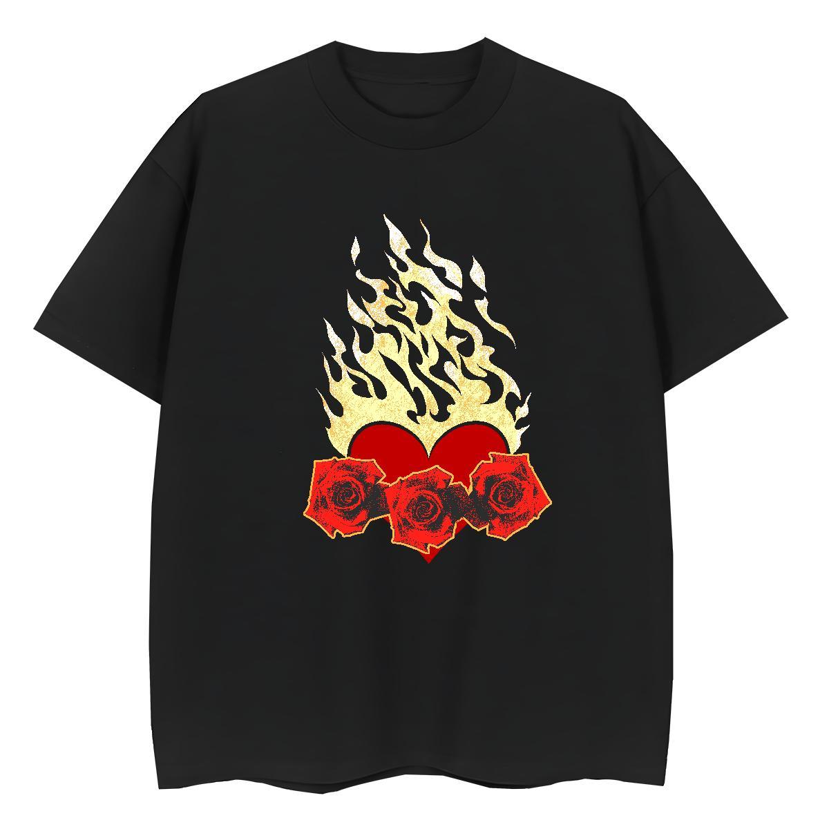 2024 DIY T-Shirts Comfortable 230g Pure Cotton Tshirt for Man Woman Black Oversized flower Street Designer Nice Wear