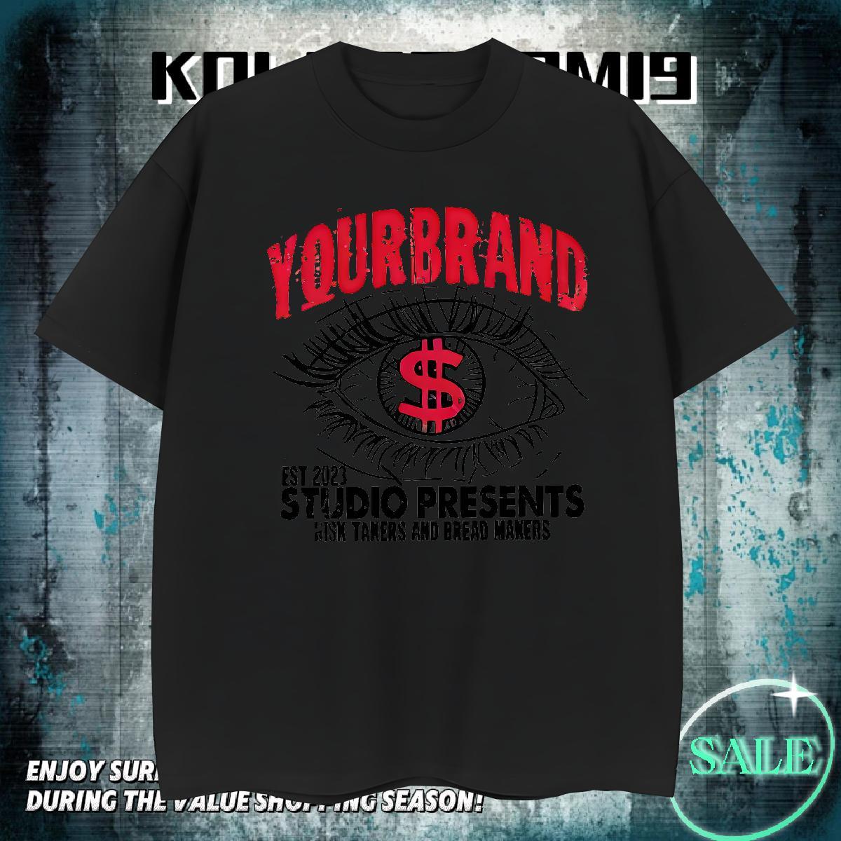 Wholesale Men Tees Street wear Hip Hop 230g 100% Cotton Anime Print Crew Neck eyes Mens T Shirts Fashion New Tops Shirt
