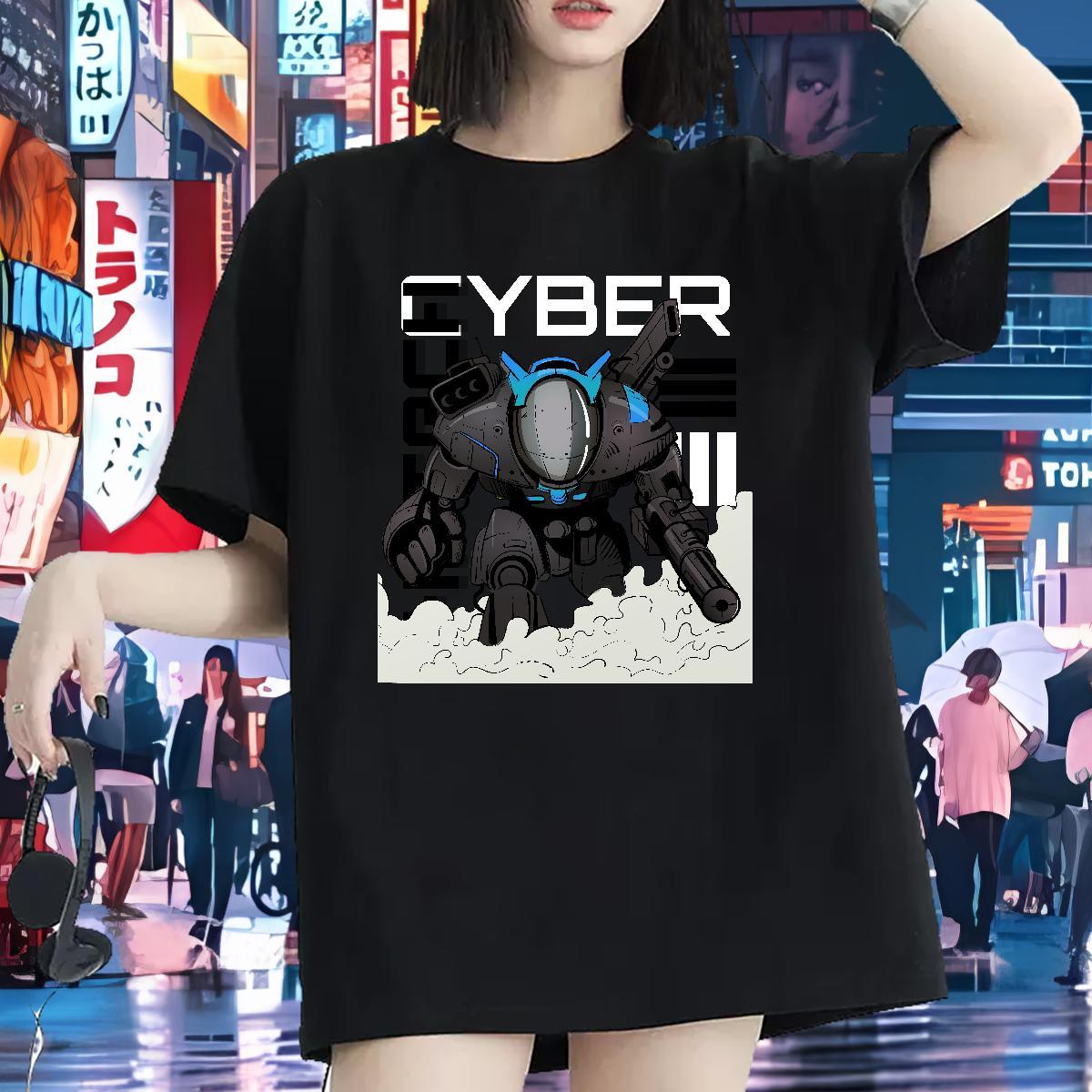 Fashion Casual T shirt Breathable Short Sleeve 100% Cotton 230g Women Tees DIY Anime ET Spring Summer Lady Clothings