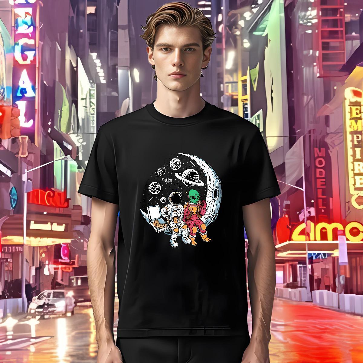 New Arrival spaceman Tshirts 100% Cotton 230g Men T Shirts Plus Size Custom Beach Breathable Short Sleeve Popular Clothes