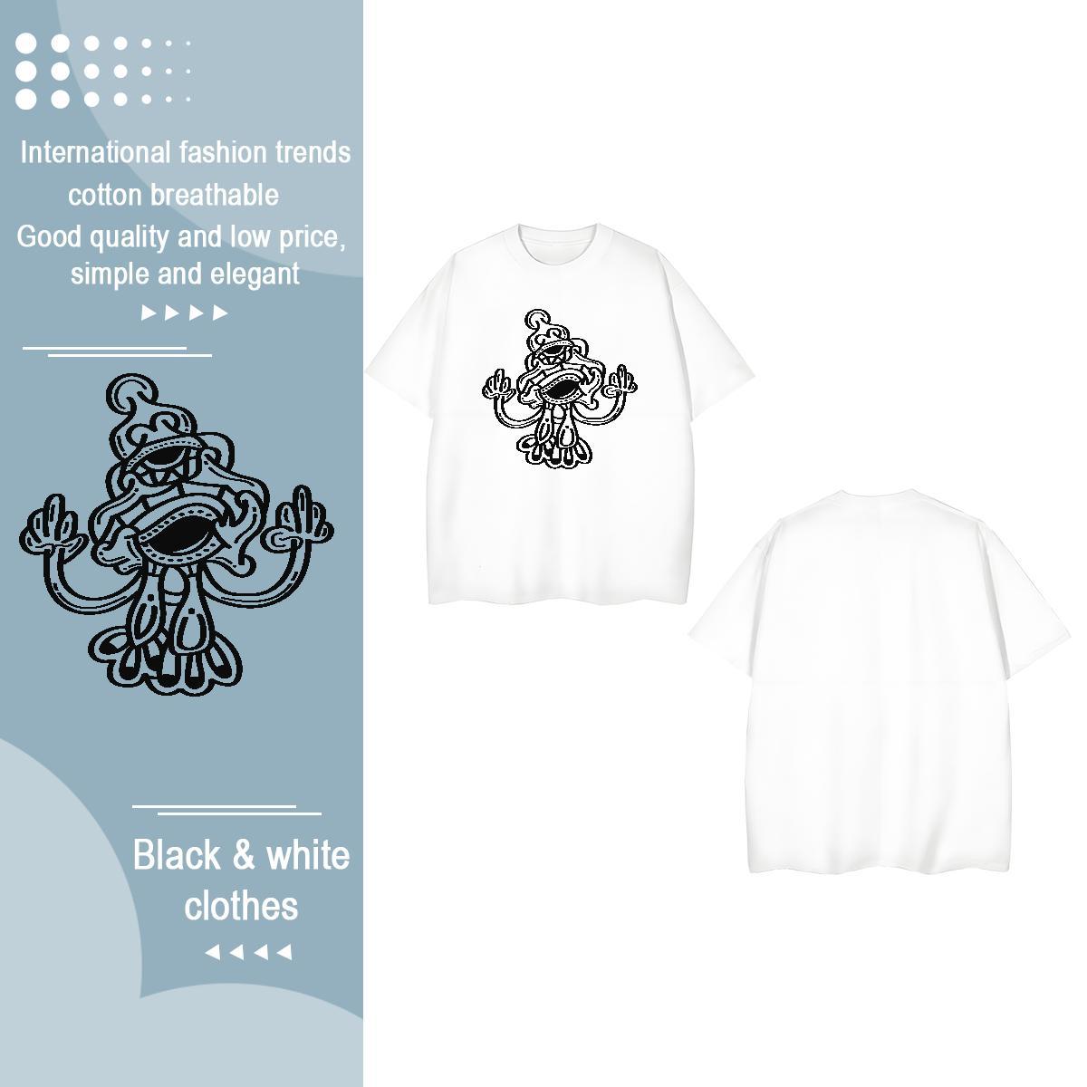 New Arrival T shirt Breathable 230g 100% Cotton Couples T Shirts Plus Size Cartoon ET Sport High quality Clothes Shirt