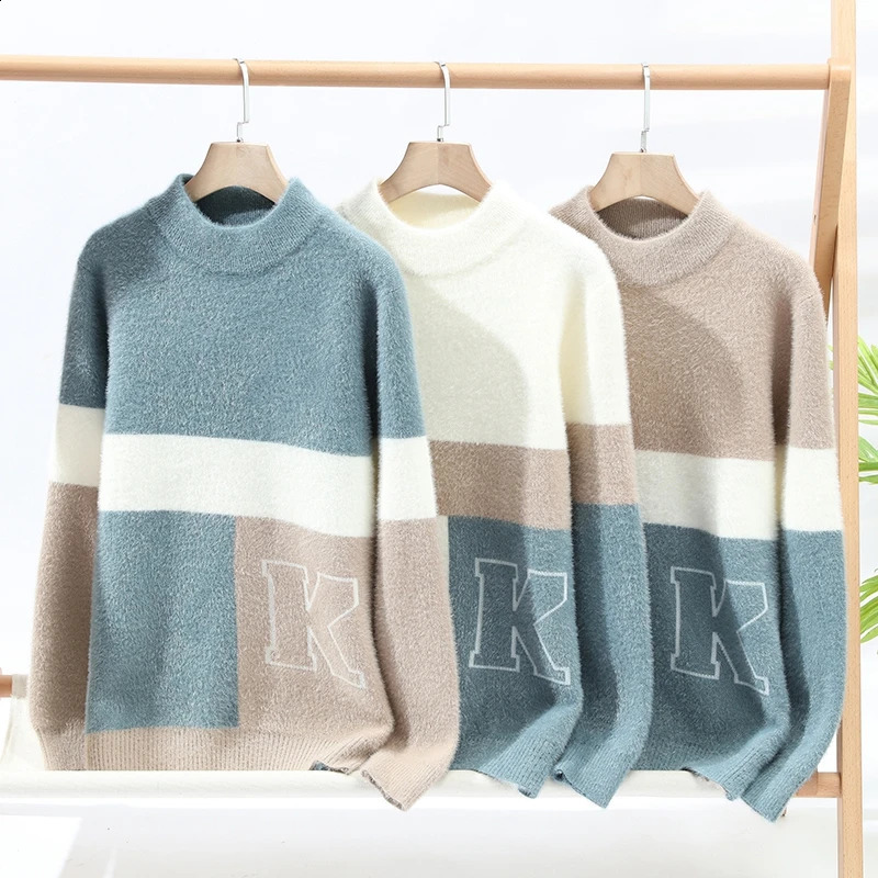 Winter Korean Thick Mens Warm Sweater Fashion Wool Pullover Full Size M3XL MY0179 240821