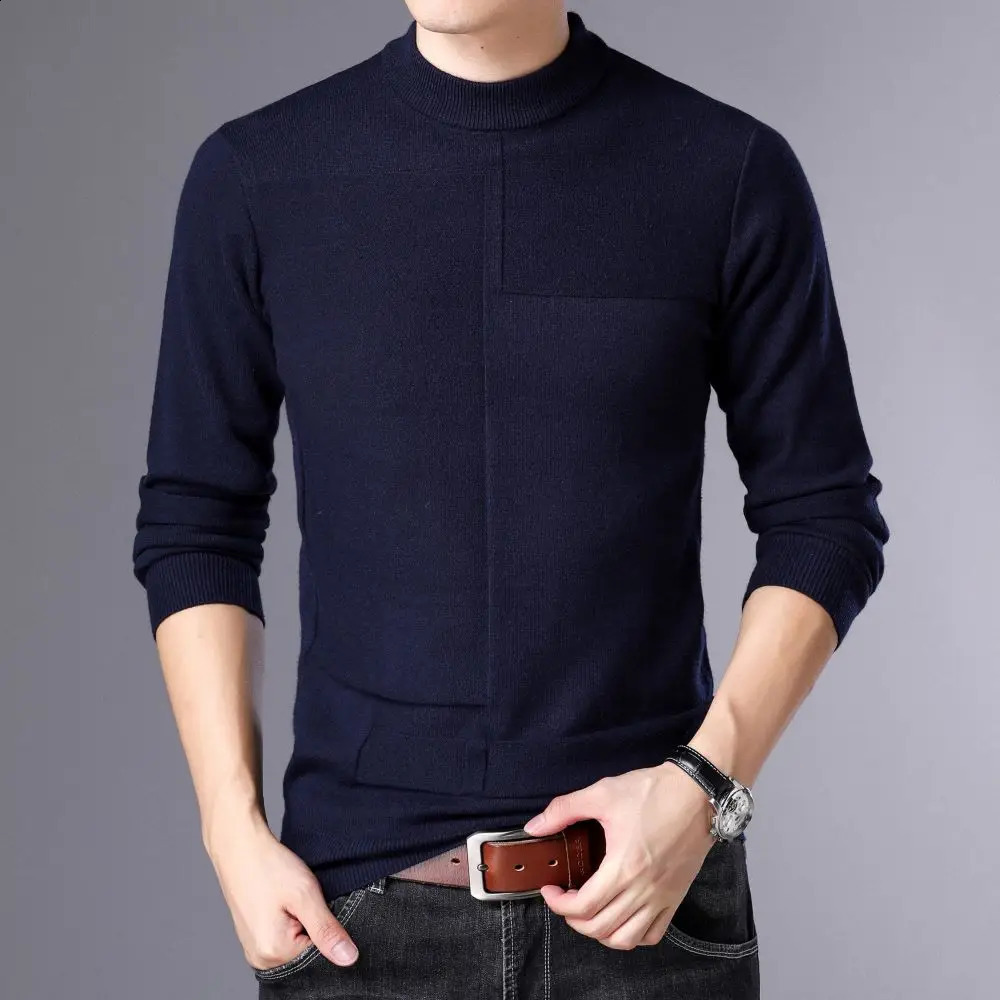 COODRONY Mens Fashion Simple Warm Half High Neck Sweater High Quality Comfortable Long Sleeve T-shirt Gift for Boyfriends W5685 240821