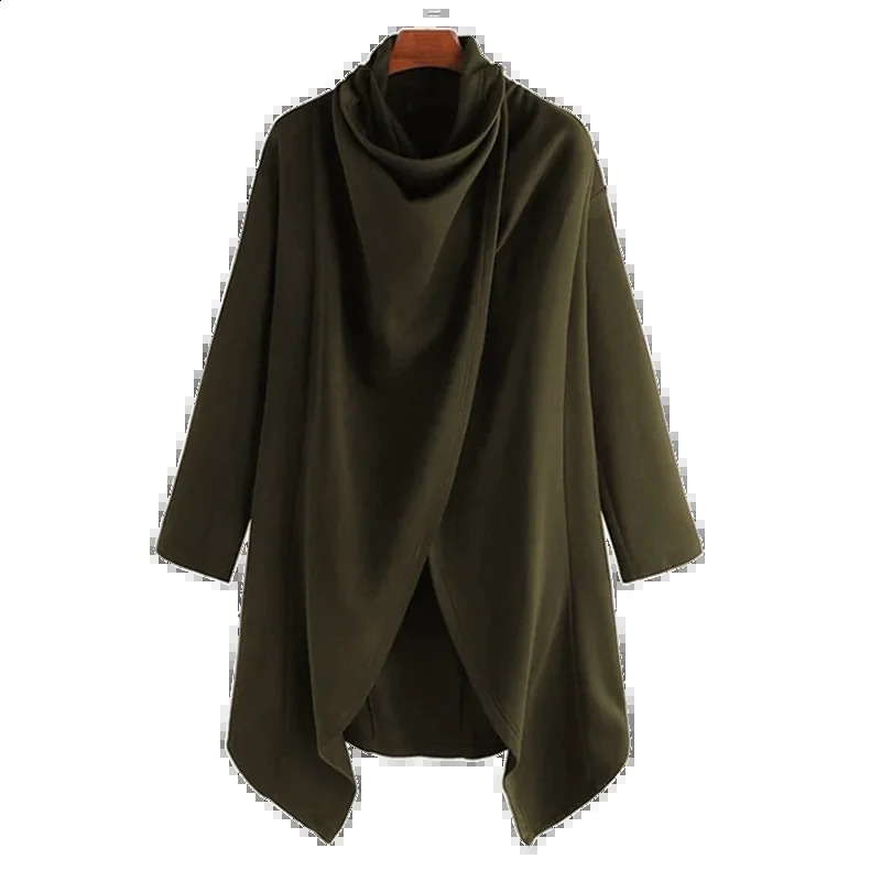 Mens Long Sleeve Solid Color Fashion Scarf High Collar Premium Trench Jackets Street Trend Style Baggy Warm Outerwear Male 240822